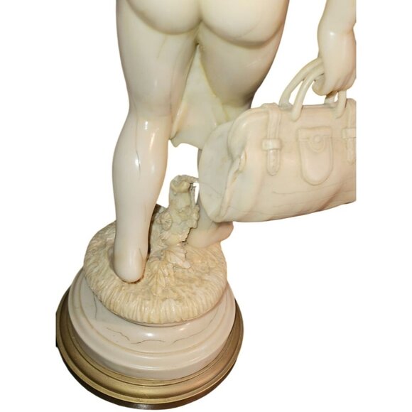 Antique Cupid Sculpture Resin Faux Ivory Resin 20" Tall Mid-Century Modern - Picture 11 of 15
